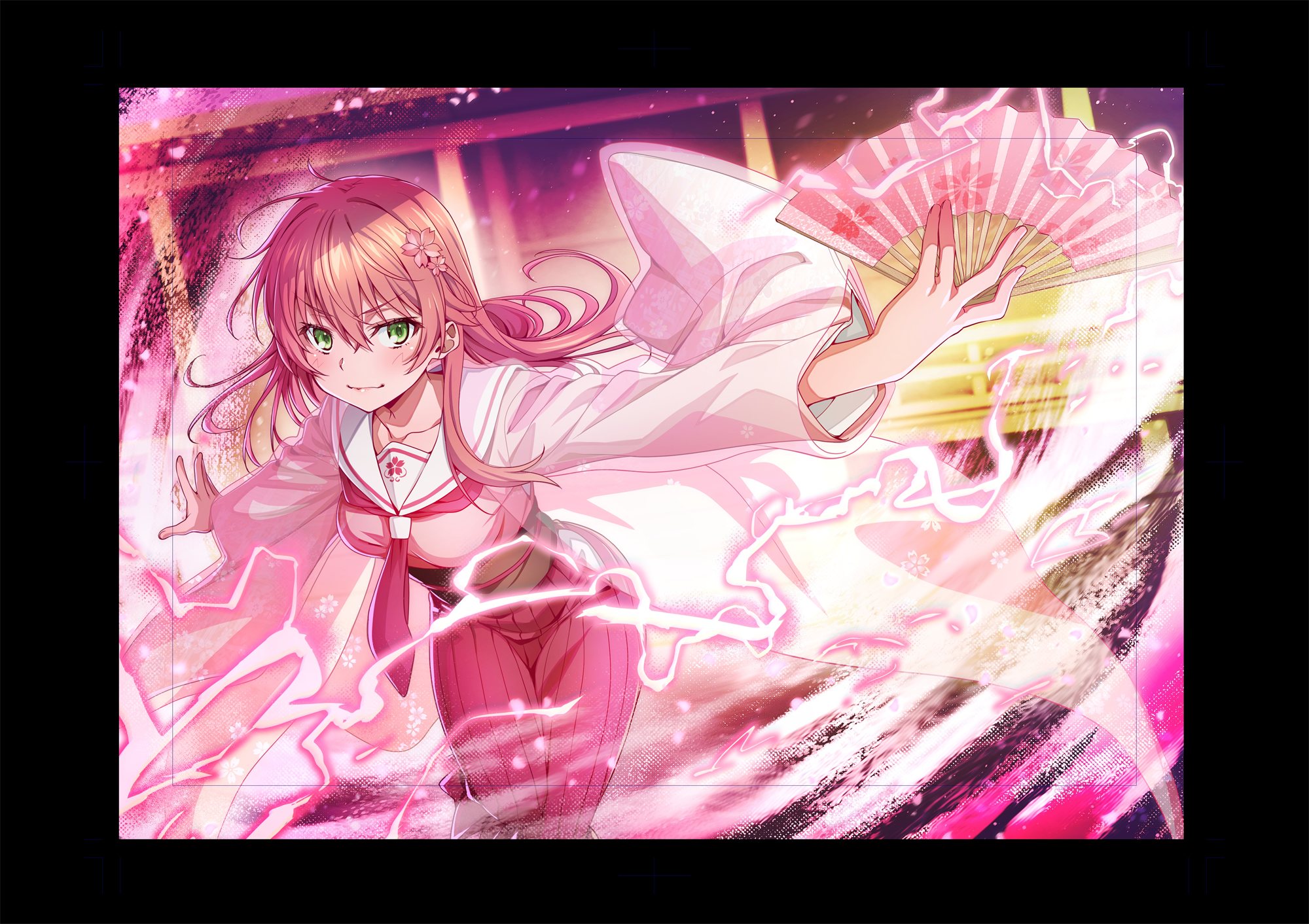 扇子を構える花音